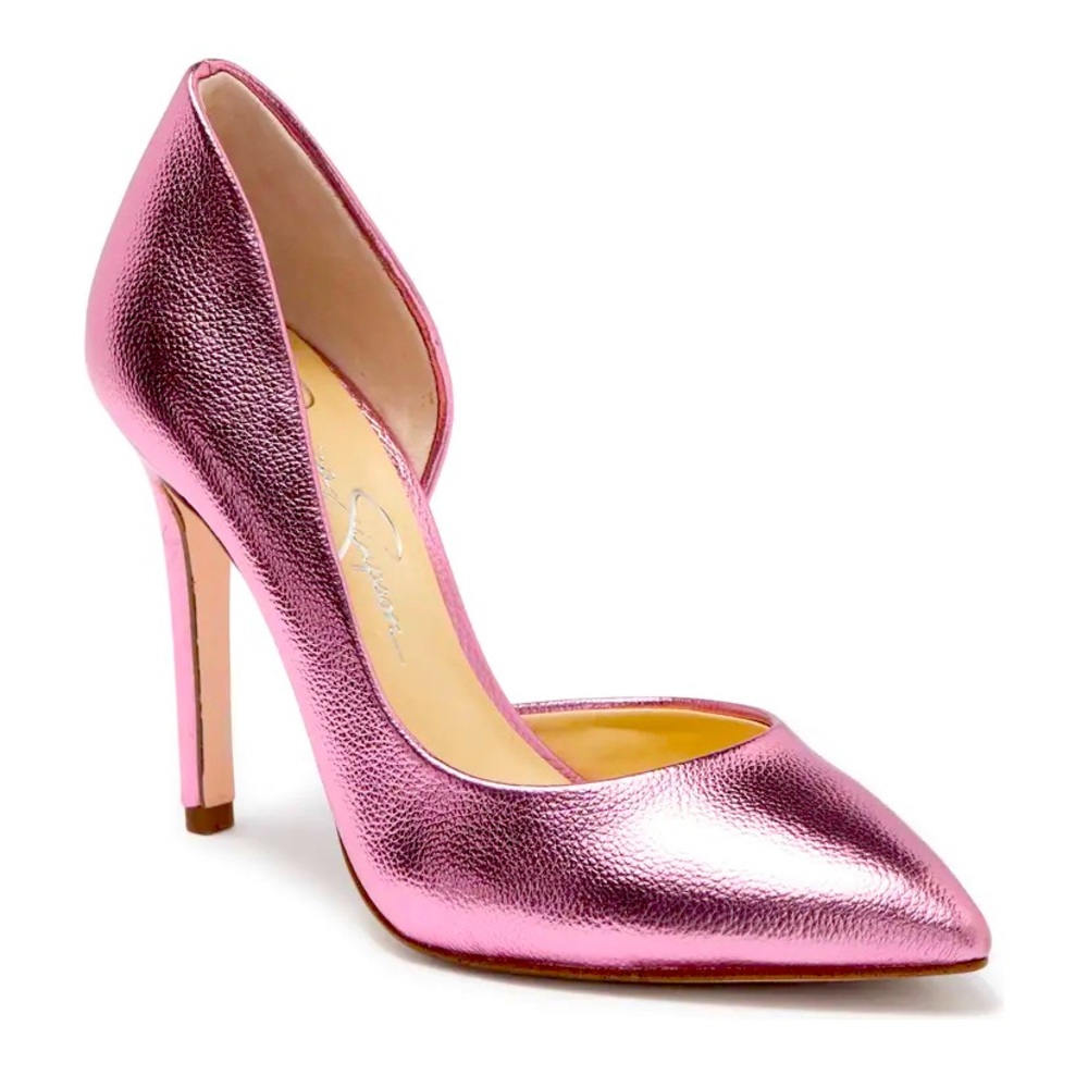 Jessica Simpson Women’s Pink Metallic Fashion Heels S7
